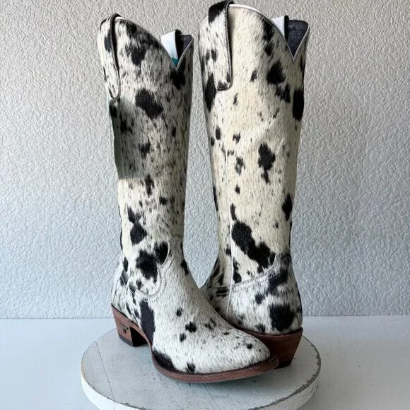 Lane Boots Womens Cowhide Cowboy Boots Tall Black Western Cow Skin Size 9.5 NEW - Picture 14 of 14